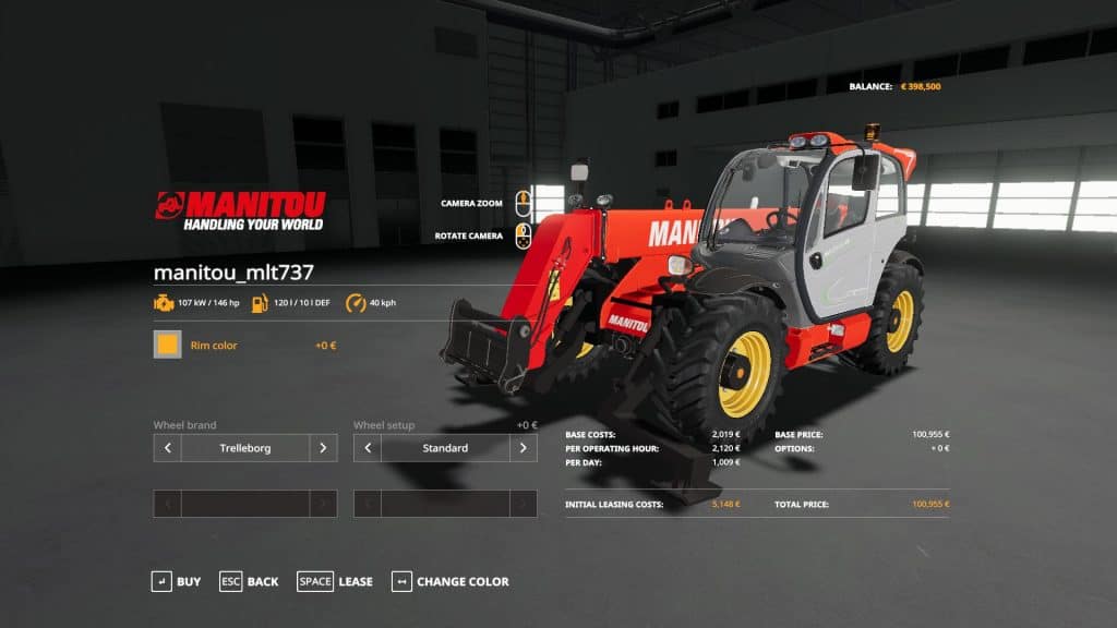 Fs19 Manitou Mlt 737 V100 1 Farming Simulator 19 17 15 Mod 3627